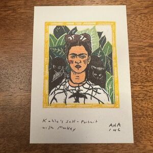 Inciardi Mini Print Frida Kahlo’s self-portrait with monkey